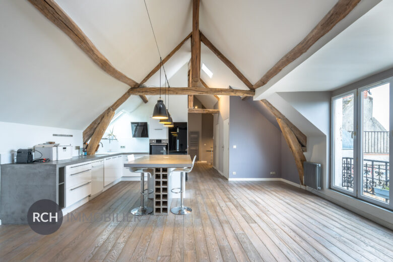 Photos du bien : Neauphle-le-Château – Centre historique – Très bel appartement au dernier étage entièrement rénové avec grande terrasse et vue panoramique