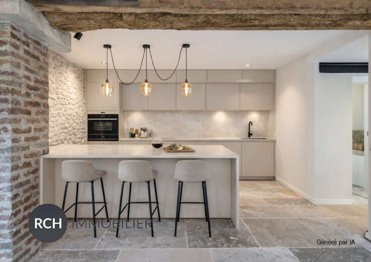 Photos du bien : Exclusivité – Charmante maison ancienne parfaitement rénovée avec matériaux anciens et nobles dans le centre de Montfort-l&rsquo;Amaury